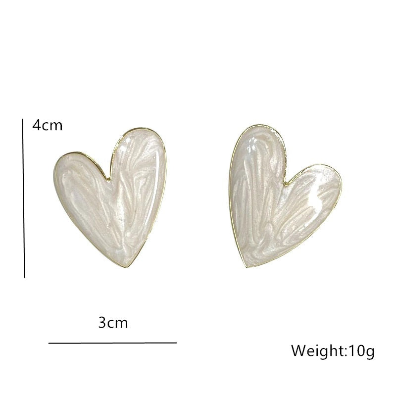 Korean Style Big Heart Stud Earrings for Women/Girls