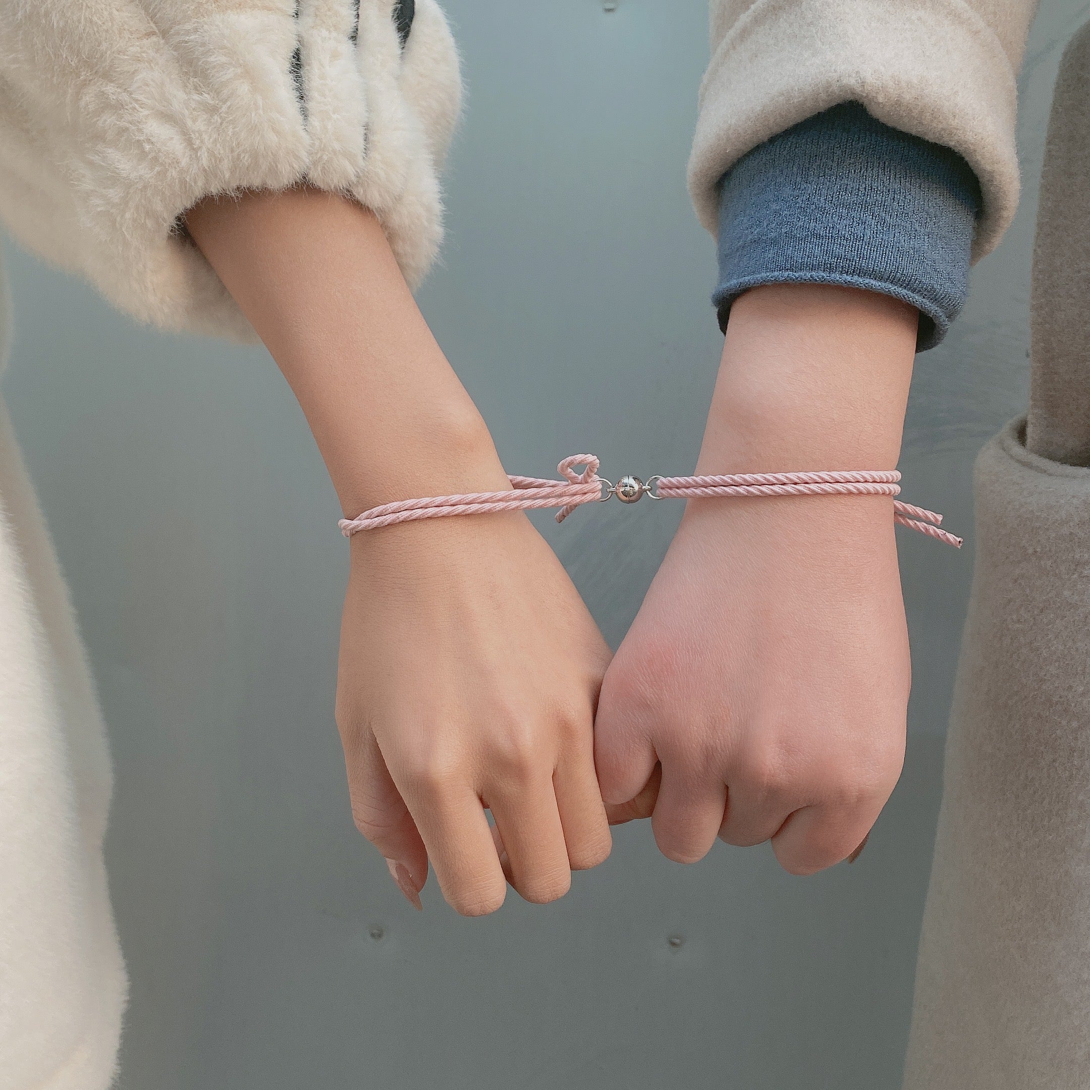 2Pcs Magnetic Stainless-steel Heart Pendant Bracelet