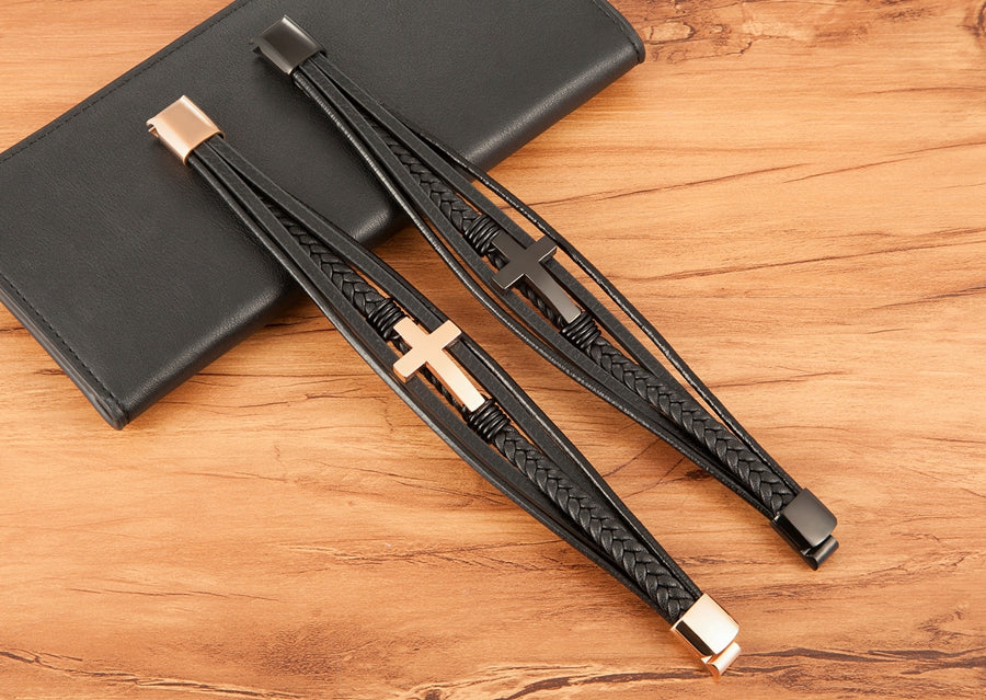 Luxury Cross Design Classic Leather Bracelets