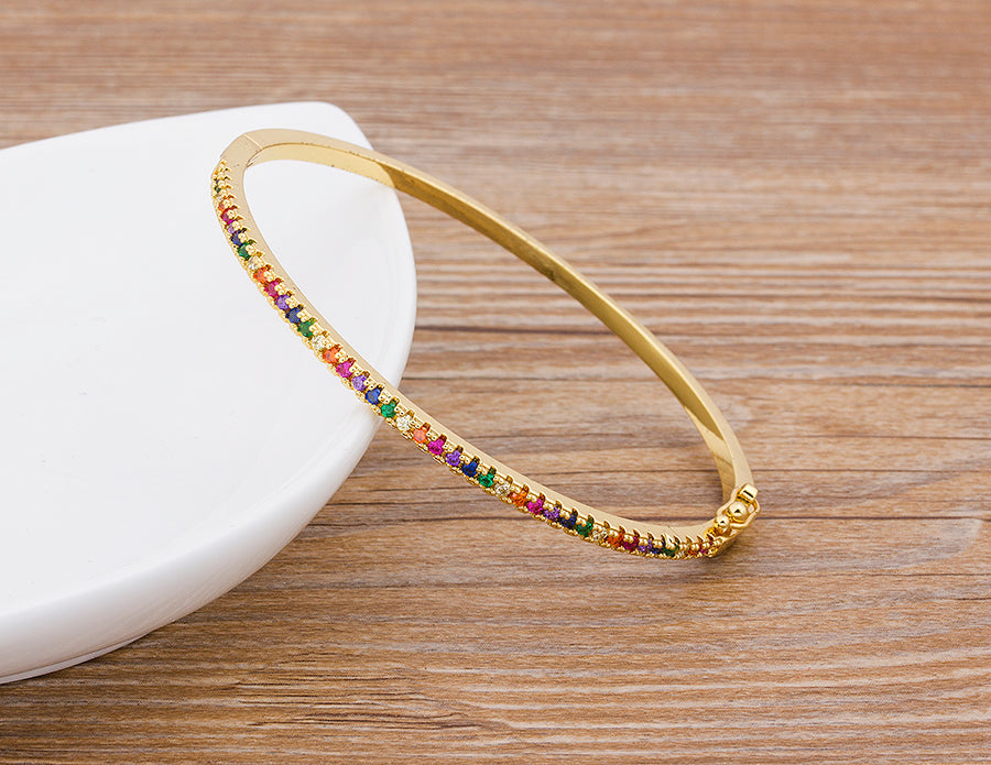 Zirconia Stone studded Rainbow Bangle for Women