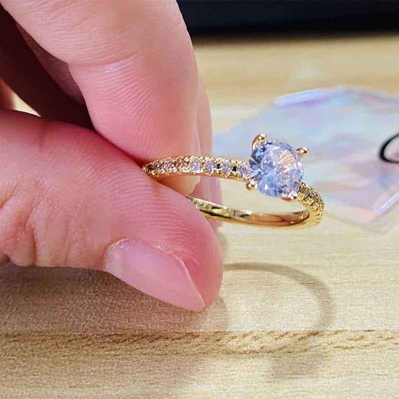 Luxury Brand Zircon Studded Eternity Promise Ring