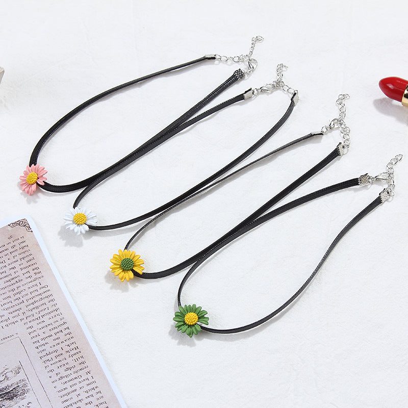 Korean Boho Flower Charm Choker Lace Necklace for Women
