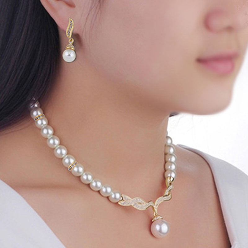 Crystal Bridal Wedding Pearl Jewelry Set