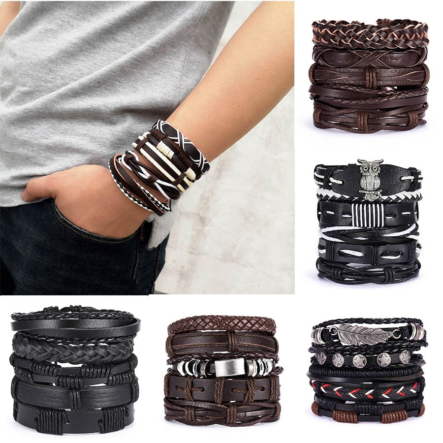Men’s Vintage Gothic Multilayer Braided Bracelet