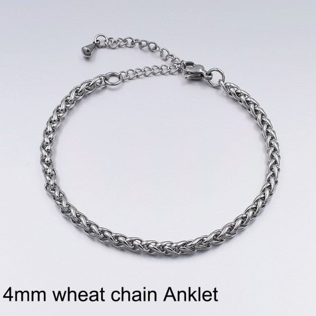 Stainless-Steel Simple Chain Ankle Bracelets for Women