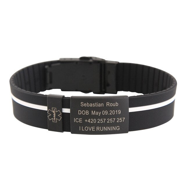 Personalised Custom Kid’s SOS ID Safety Wristband Bracelet