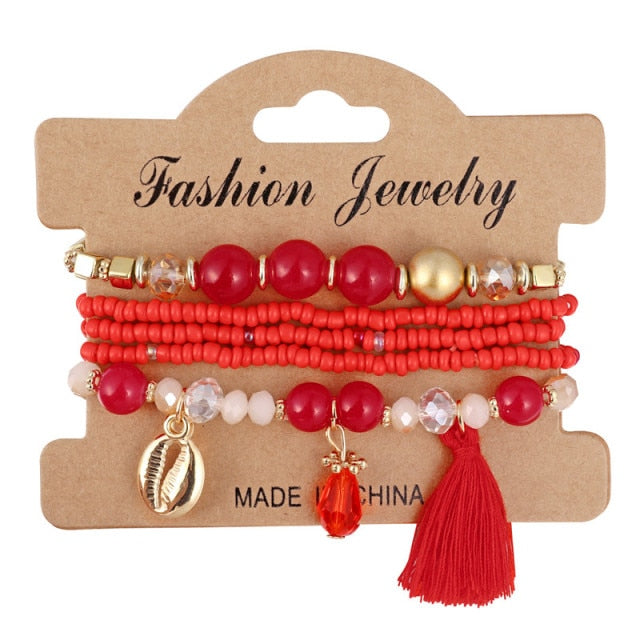 3-4Pcs/Set Multilayer Crystal Stone Beads Bracelets