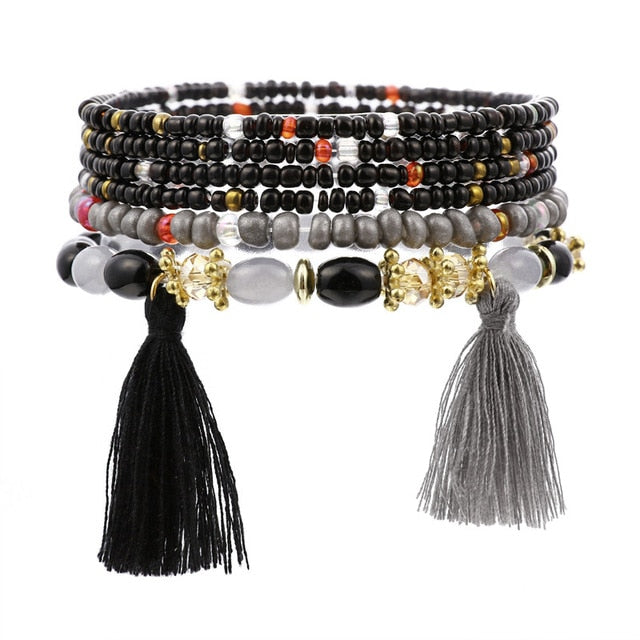 3-4Pcs/Set Multilayer Crystal Stone Beads Bracelets