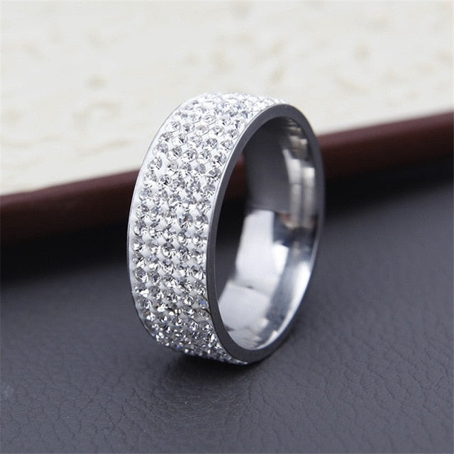 Vintage Retro Style Crystal Jewelry Steel Ring for Women