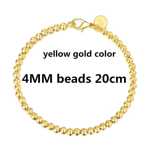 Beautiful fashion Elegant Gold color silver color 4MM beads chain women Letter cute Bracelet high quality Gorgeous jewelry H198
