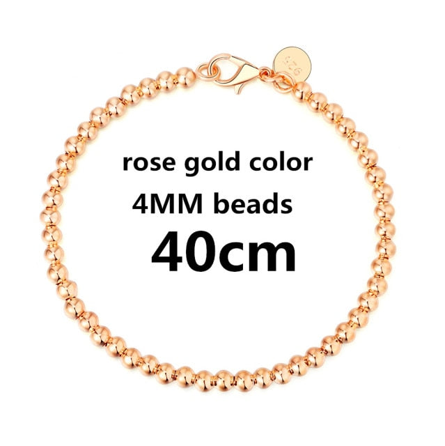 Beautiful fashion Elegant Gold color silver color 4MM beads chain women Letter cute Bracelet high quality Gorgeous jewelry H198