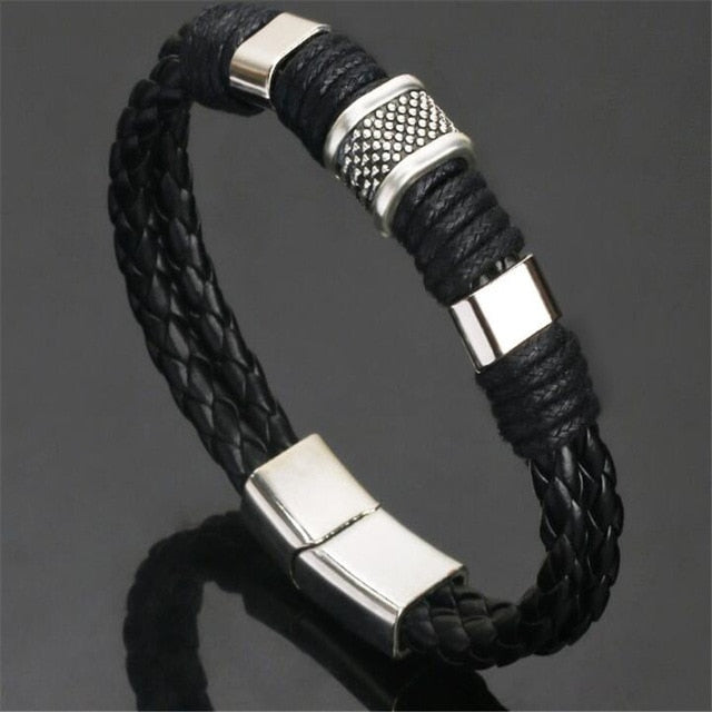 Trendy Leather Braided Rope Punk Bracelets for Unisex