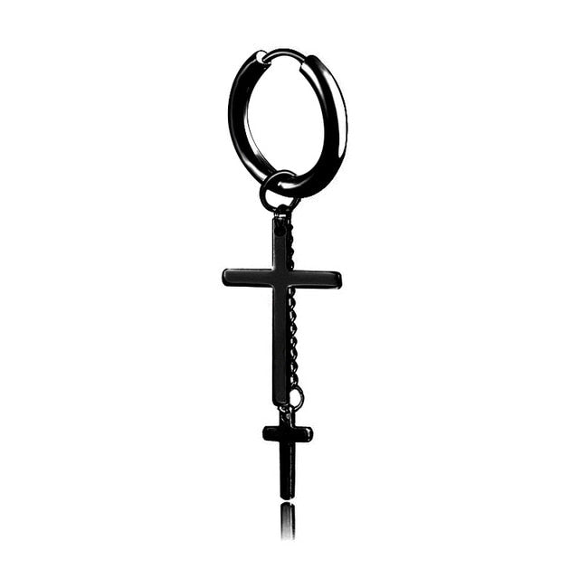 Punk Black Stainless Steel Gothic Earrings for Men and Women