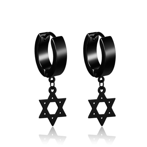 Punk Black Stainless Steel Gothic Earrings for Men and Women