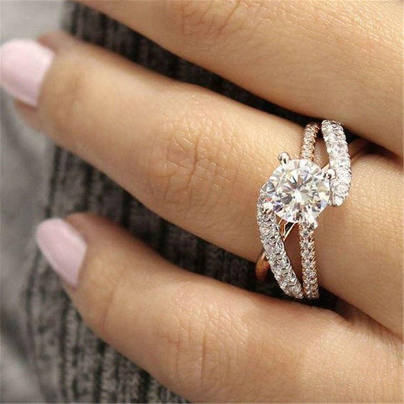 Fashion Women’s Luxury Zircon Crystal Engagement Ring