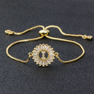 A-Z Initials Zircon Studded Charm Letter Bracelets