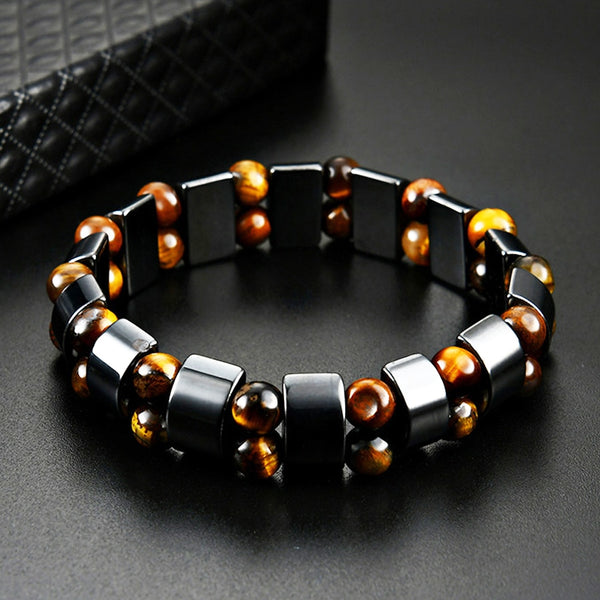 Double Hematite Tiger's Eye Bracelets Men Tiger Eye &amp; Hematite Charm Bracelets for Women Natural Energy Stone Bracelet Jewelry