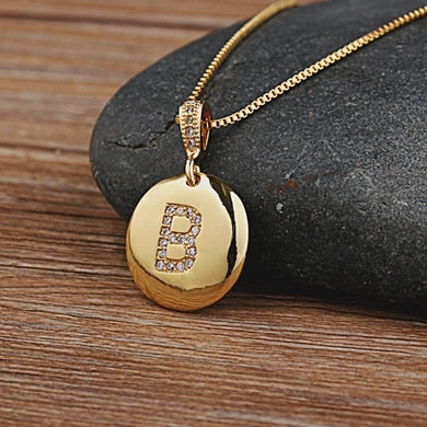 Beautiful Custom Alphabet Engraved Pendant - Gold Finished