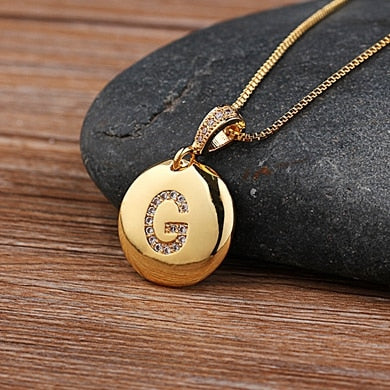 Beautiful Custom Alphabet Engraved Pendant - Gold Finished