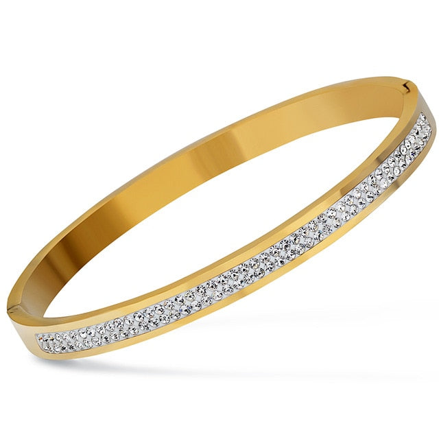 Fashion Jewelry Crystal Streamline Bangle Bracelet