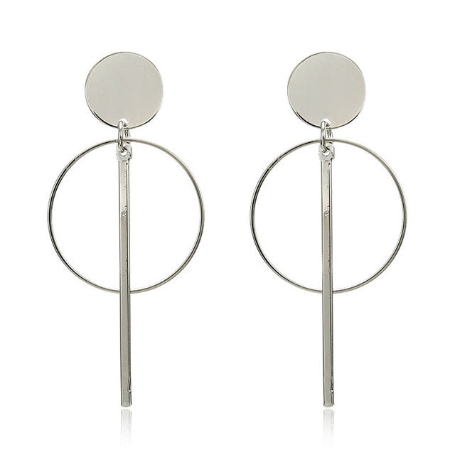 Simple Fashion Silver/Gold Geometric Design Modern Earrings for Women