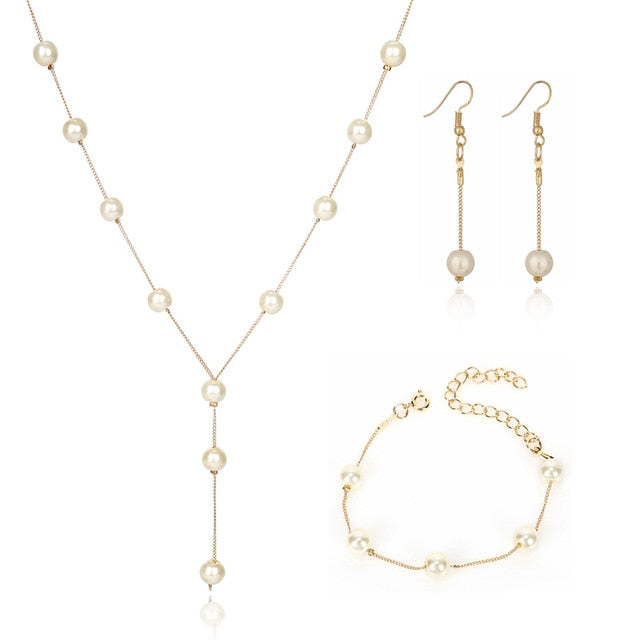 Wedding Imitation Simple Pearl Matching Elegant Jewelry Set