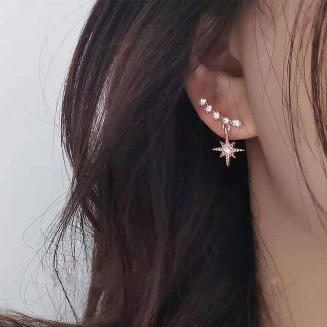Crystal Flower Drop Fashion Earrings