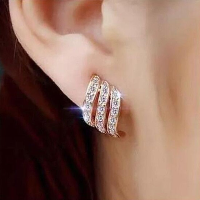Crystal Flower Drop Fashion Earrings