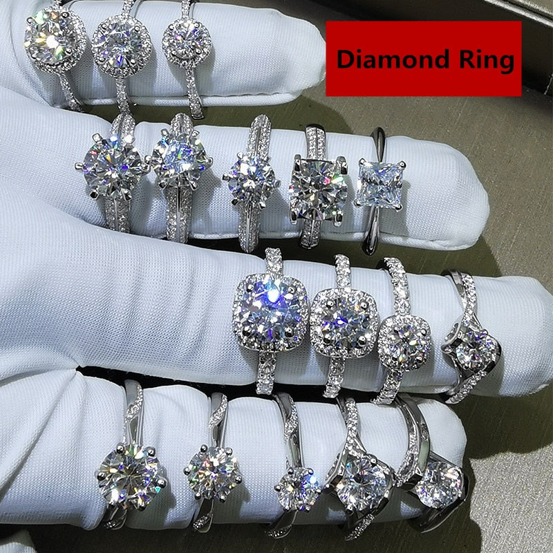 925 Sterling Silver Trendy Cubic Zirconia Bridal Charm Rings