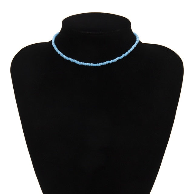 SHIXIN Separable 2 Layered White/Black Beads Necklaces Korean Small Beaded Conch Shell Choker Necklace for Women Fashion Collar