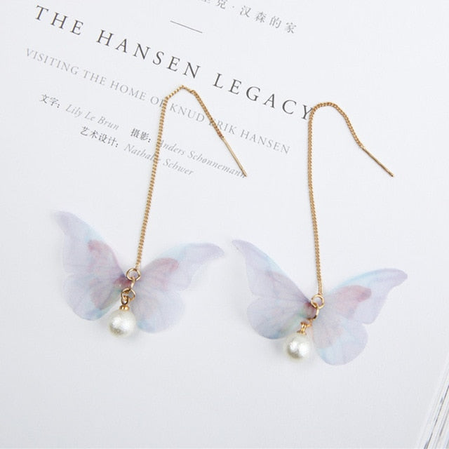 Korean Retro Asymmetrical Butterfly Imitation Drop Earring