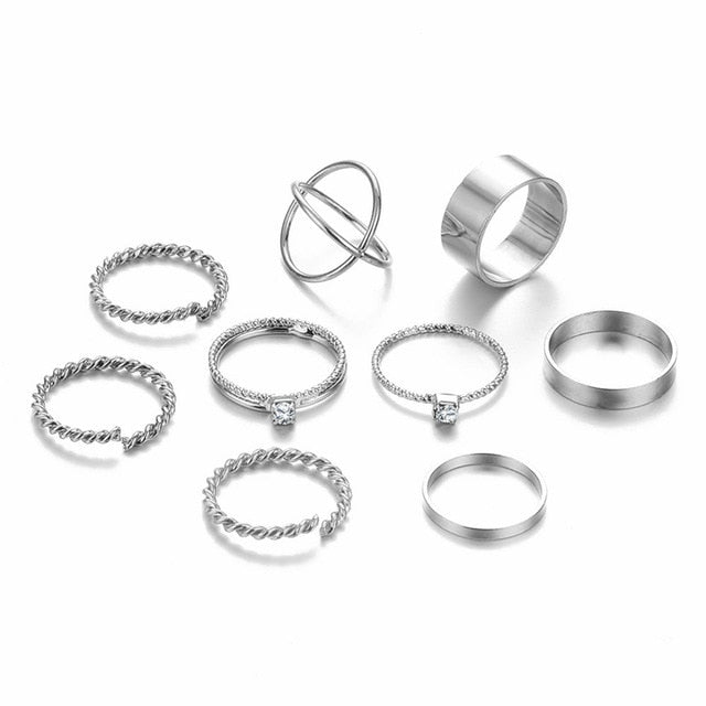 Hollow Geometric Women’s Fashion Ring Set