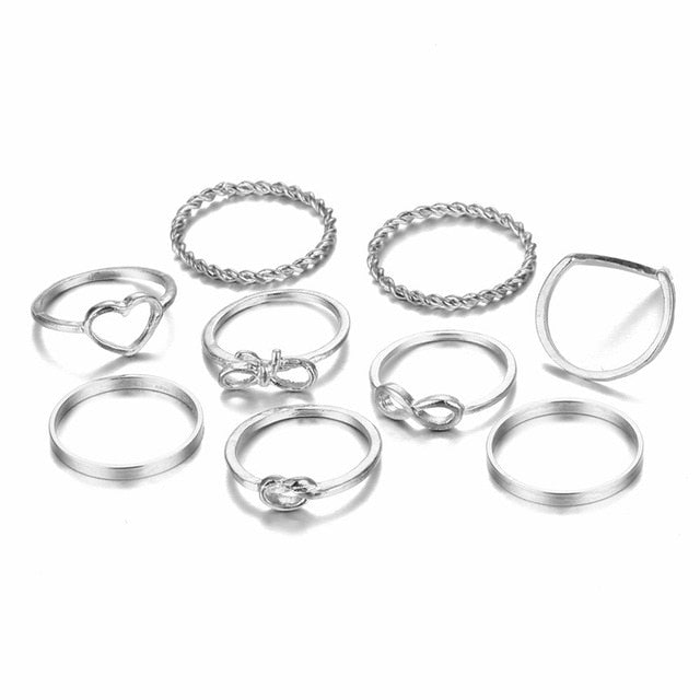 Hollow Geometric Women’s Fashion Ring Set