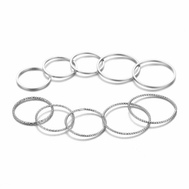 Hollow Geometric Women’s Fashion Ring Set