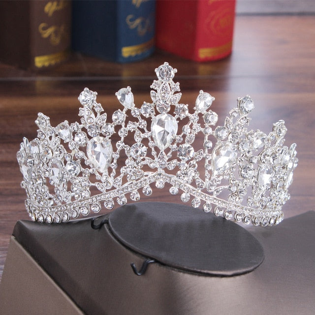Crystal Bridal Water Drop Rhinestone Jewelry Set (Tiara Crown/Necklace/Earring)
