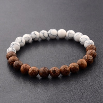 8mm New Natural Wood Beads Bracelets Men Black Ethinc Meditation White Bracelet Women Prayer Jewelry Yoga Bracelet