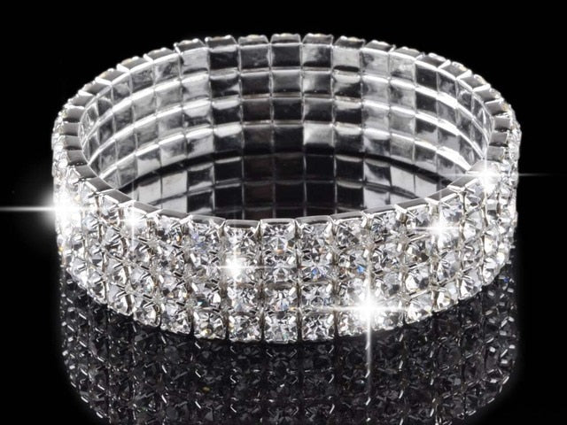 Full Crystal Rhinestone Elastic Bling Bracelet for Women