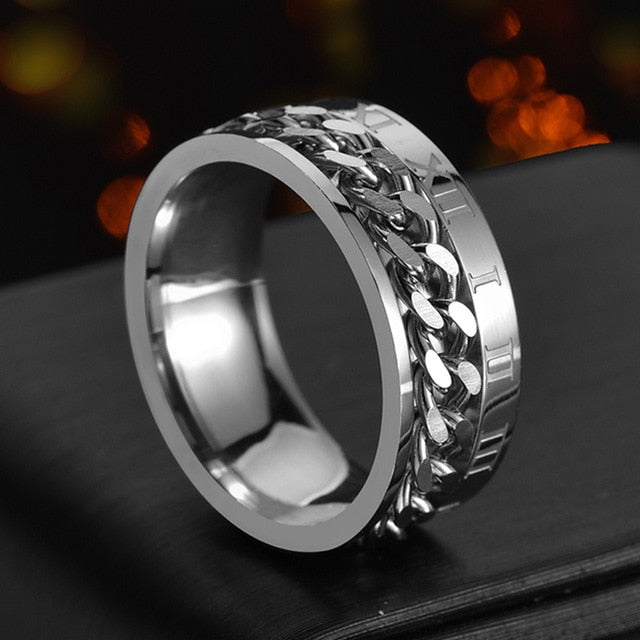 Stainless-steel Link-chain Spinner Rings for Men