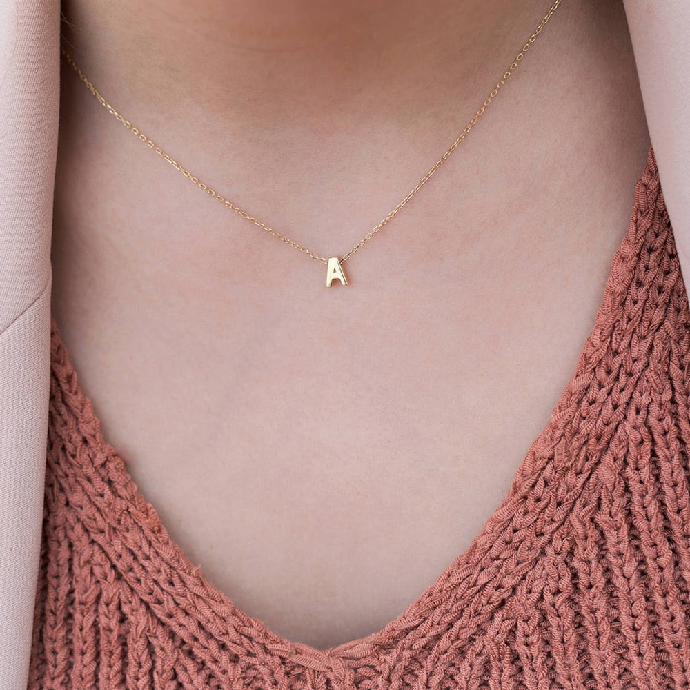 Simple Elegant A-Z Alphabet Pendant Jewellery Necklace