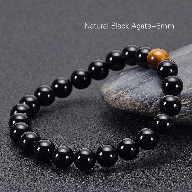 Natural Onyx Tiger Stone Unisex Bead Bracelet