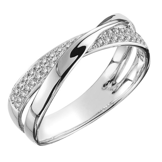 Two Stone Cross X Shape Dazzling C Stone Jewelry Ring for Women