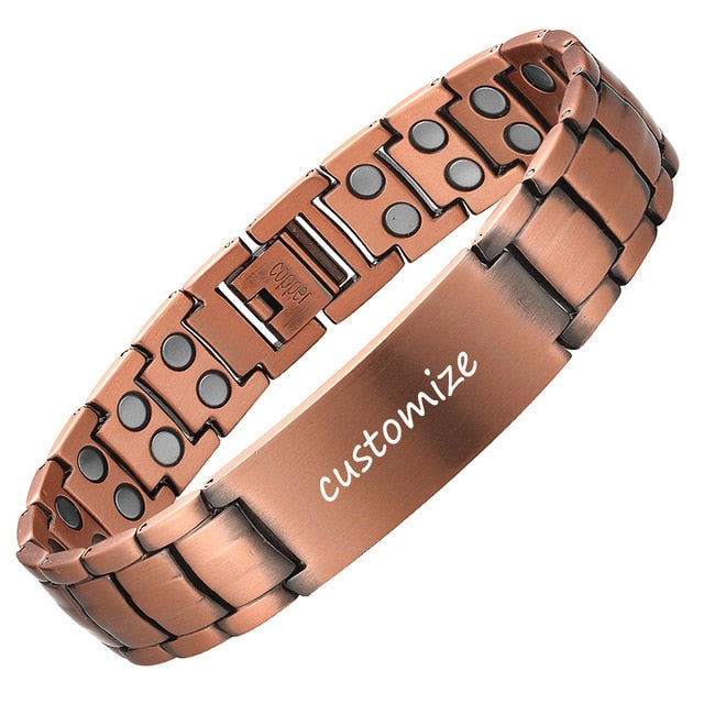 Copper Magnetic Personalised Unisex Adjustable Bracelet