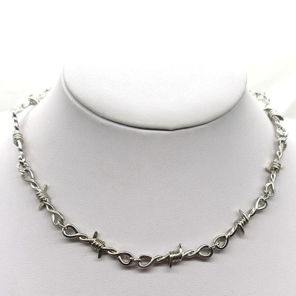 Unisex Exquisite Designed Barbed Wire Chain Necklace - Silver Coated