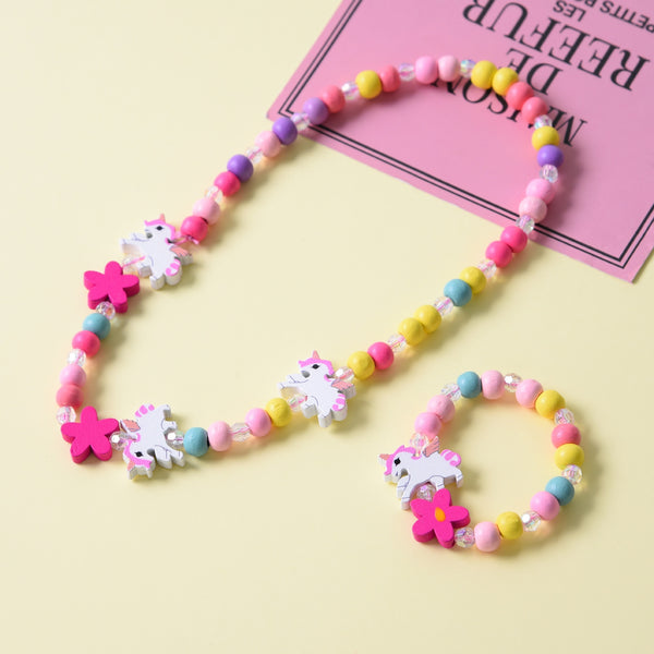 Cute Cartoon Children’s Multicolour Flower Animal Necklace Bracelet Jewelry