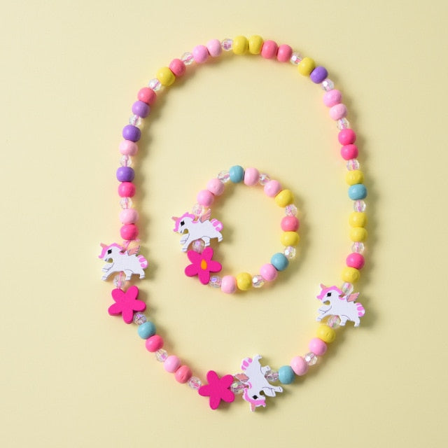 Cute Cartoon Children’s Multicolour Flower Animal Necklace Bracelet Jewelry
