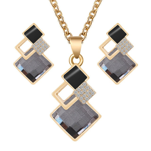 Fashion Crystal Pendant Minimalist Jewelry Set