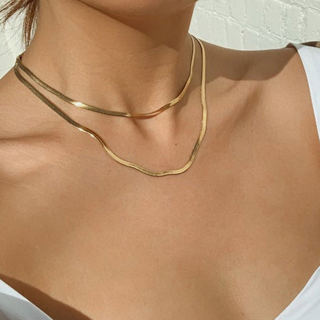17KM Fashion Asymmetric Lock Necklace for Women Twist Gold Silver Color Chunky Thick Lock Choker Chain Necklaces Party Jewelry