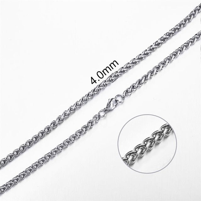 2mm-7mm Rope Chain Stainless Steel Choker Unisex Necklace Jewelry