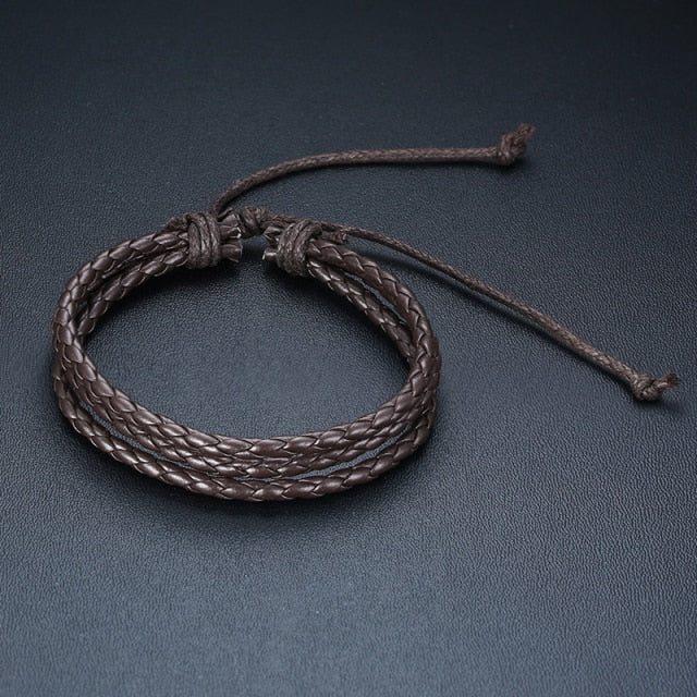 4Pcs/Set Adjustable Leather Bracelets for Men