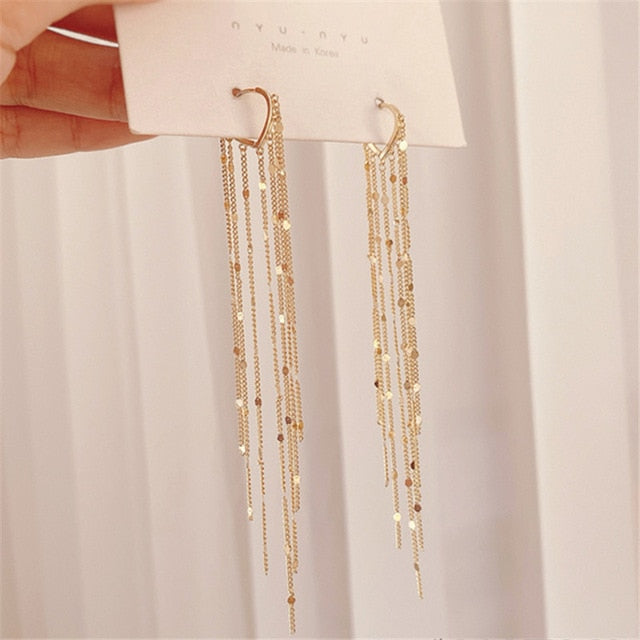 Women Long Tassel Earrings Korean Sweet Butterfly Rhinestone Earring Elegant Geometric Hanging Earring Jewelry.